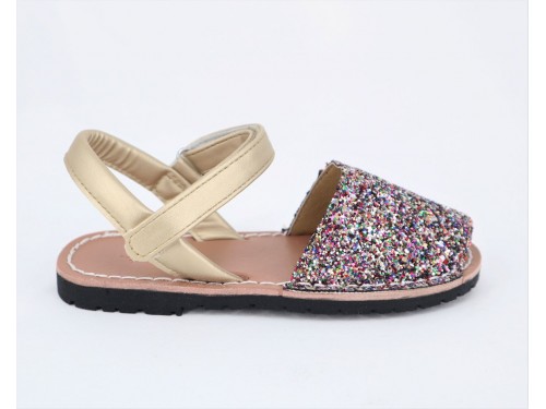 MENORQUINA PIEL GLITTER CIERRE VELCRO