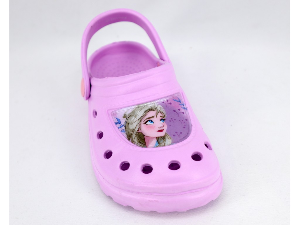 ZUECO ESTILO CROCS FROZEN PARA PLAYA O PISCINA Talla 22 Color LILA