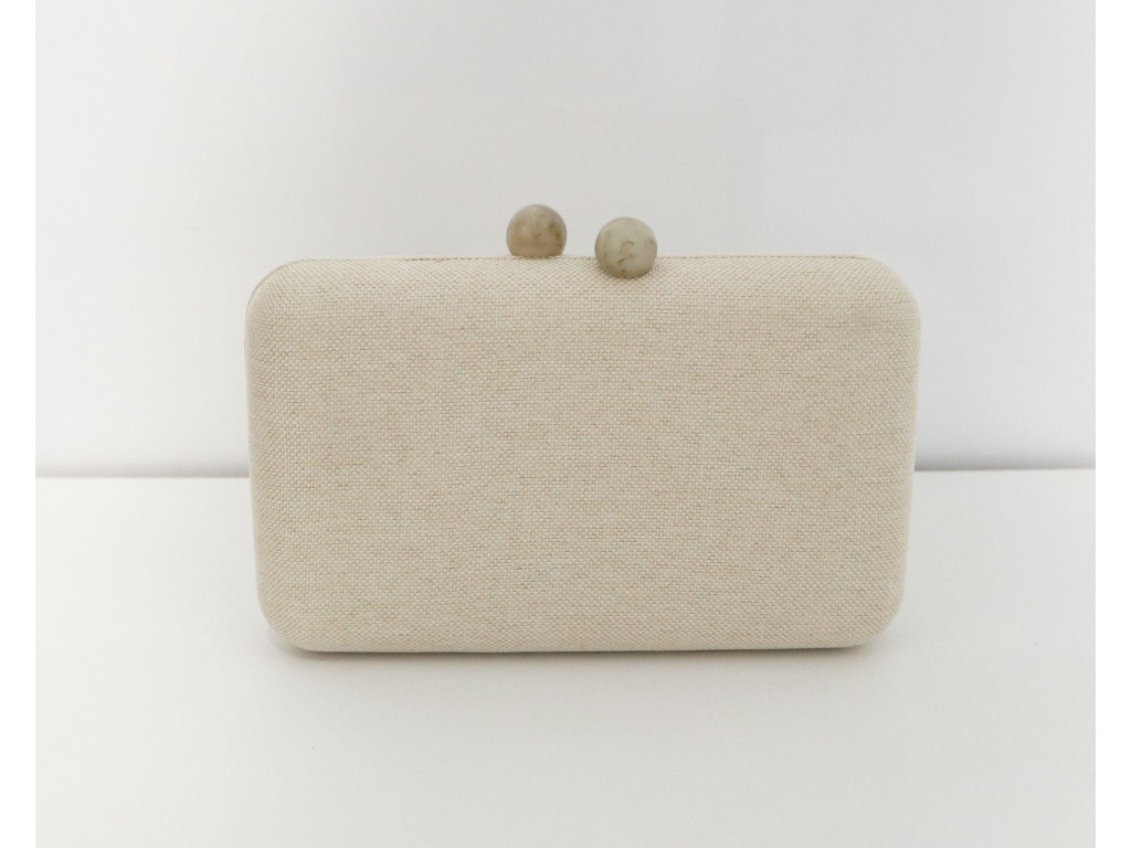 BOLSO DE MANO TELA TIPO SACO, COLOR BEIGE Talla Color 5BEIGE