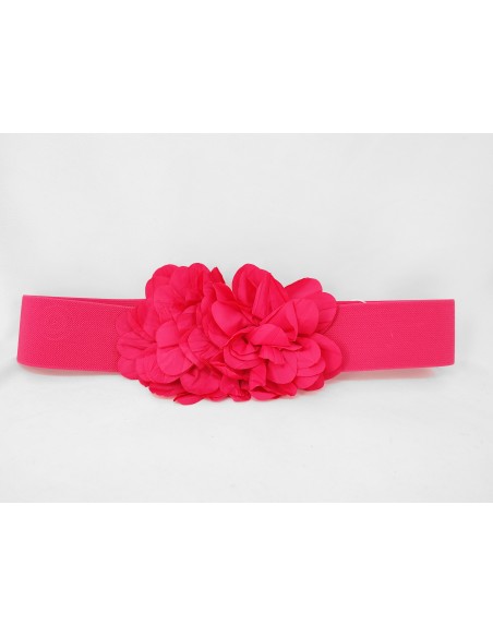 CINTURON CON FLORES PARA FIESTA. Color ROSA Talla U