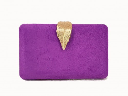 CLUTCH DE ANTELINA CON CIERRE HOJA DORADA.