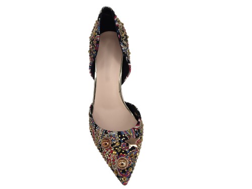 STILETTO DE VESTIR CON TACHUELAS. ESTAMPADO CACHEMIR. 2