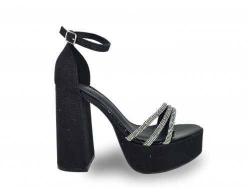 SANDALIA FIESTA BRILLO Y STRASS. TACON GRUESO Y PLATAFORMA. 2