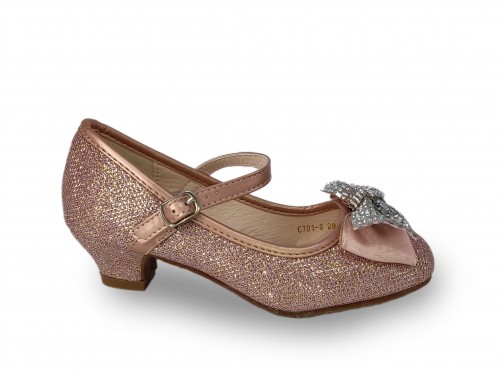 ZAPATO DE TACÓN DE NIÑA CON BRILLO. 2