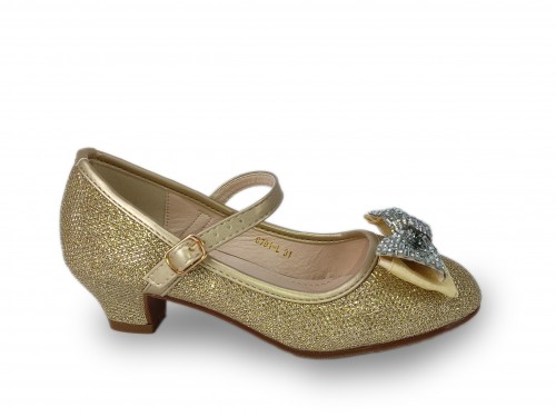 ZAPATO DE TACÓN DE NIÑA CON BRILLO. 2