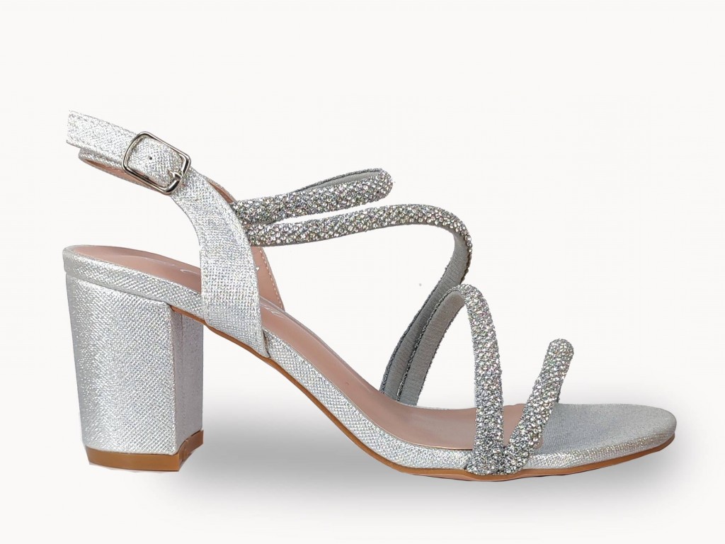 SANDALIA FIESTA, TACÓN Talla 40 Color SILVER