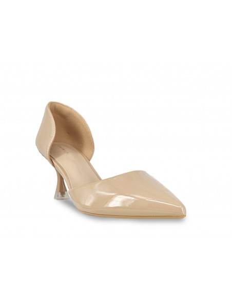 STILETTO TACÓN BAJO EFECTO CHAROL.