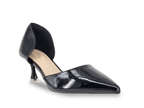 STILETTO TACÓN BAJO EFECTO CHAROL.