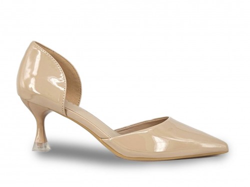 STILETTO TACÓN BAJO EFECTO CHAROL. 2