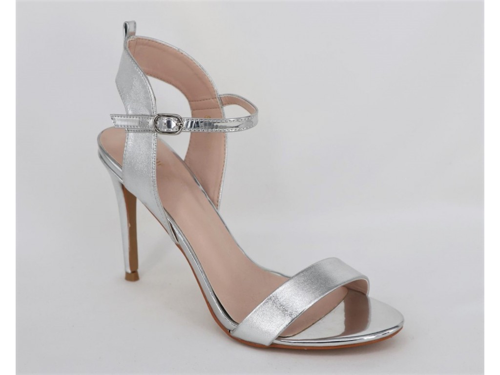 sandalias de tacon color plata