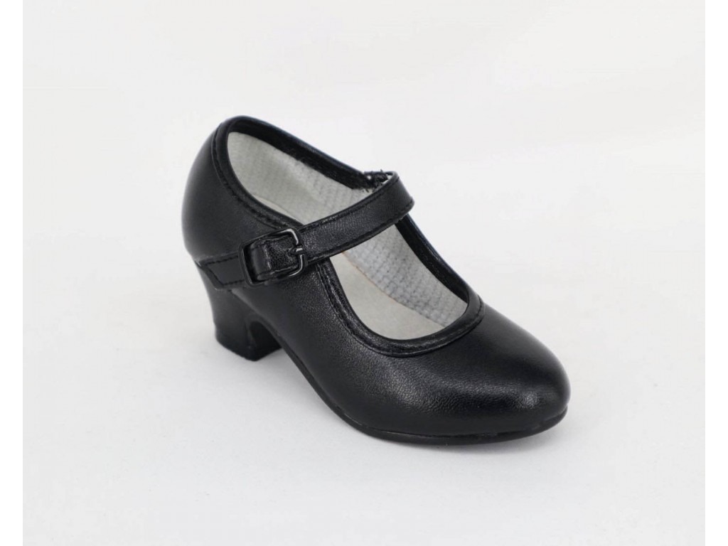 ZAPATO TACON NIÑA TIPO FLAMENCA Color NEGRO Talla 19