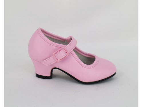 ZAPATO TACON NIÑA TIPO FLAMENCA Color ROSA Talla 21