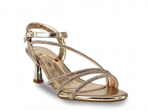 SANDALIA FIESTA CON STRASS. TACÓN BAJO.