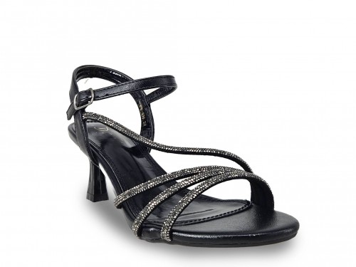 SANDALIA FIESTA CON STRASS. TACÓN BAJO.