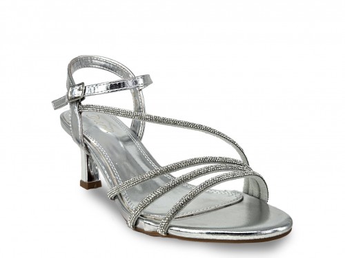 SANDALIA FIESTA CON STRASS. TACÓN BAJO.