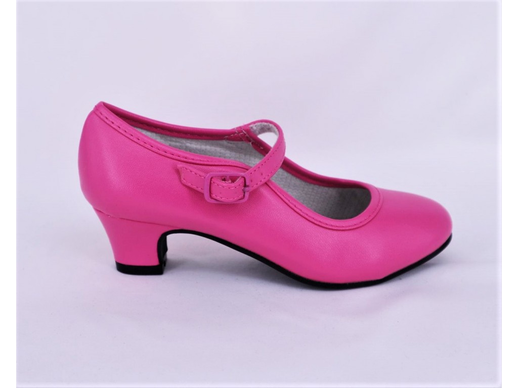 ZAPATO TACON NIÑA TIPO FLAMENCA B119P1 Talla 35 Color FUXIA