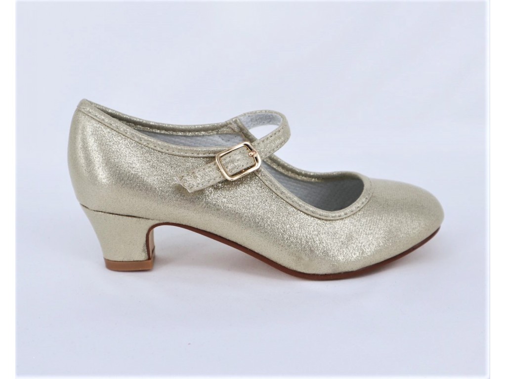 MADE IN SPAIN 22 Zapato DE Flamenco NIÑA Zapatos TACÓN Oro 21 : :  Moda
