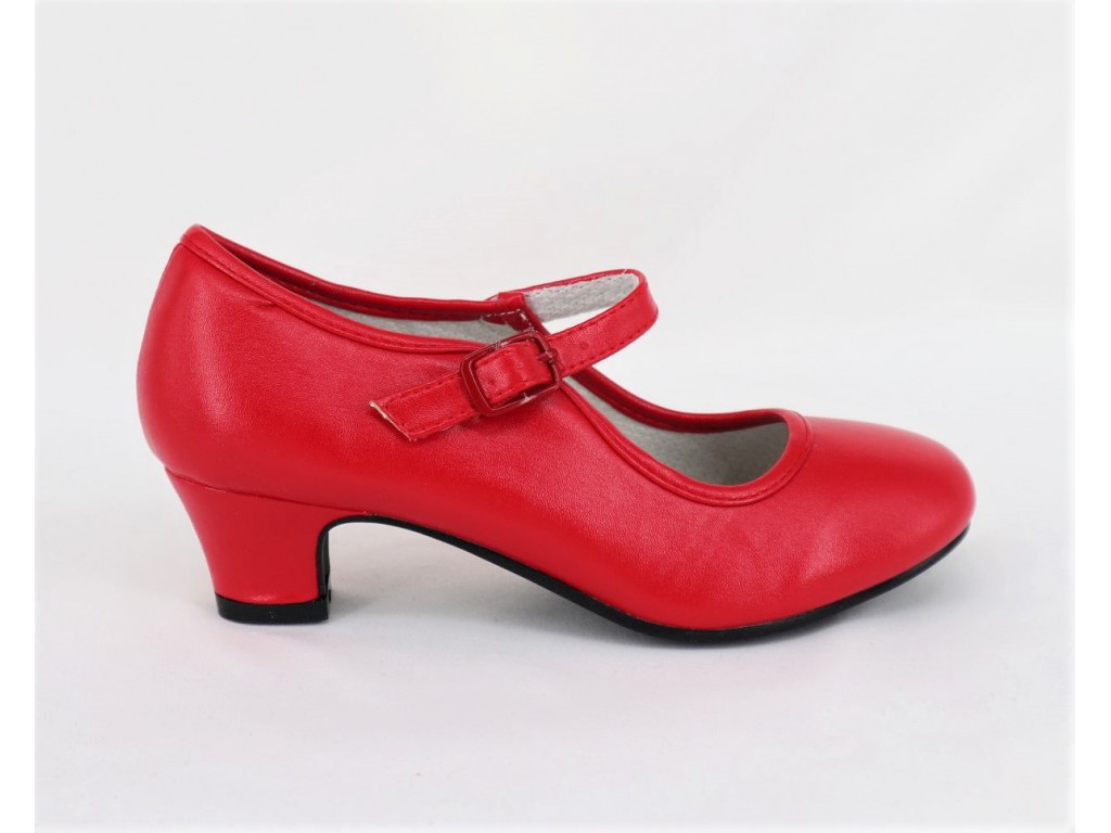 ZAPATO TACON NIÑA TIPO FLAMENCA Talla 30 ROJO