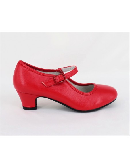 ZAPATO TACON NIÑA TIPO FLAMENCA B119P1 Talla 31 Color ROJO