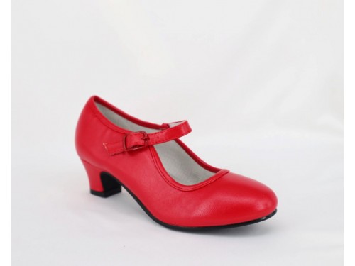 ZAPATO TACON NIÑA TIPO FLAMENCA Color ROJO Talla 19